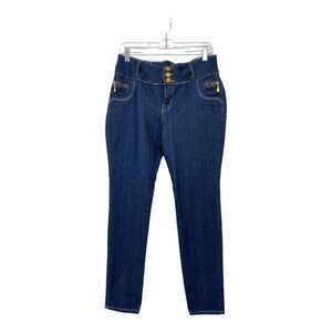 Butt Lift Crocker Light Wash Blue Sexy Jeans Skinny‎ Triple Button Stretch Sz 15